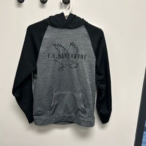 Authentic T-Shirt Company, grey/black sweatshirt with hood size Junior L